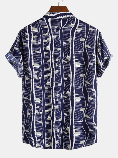 Shirt mit Wellenmuster und vertikalem Kragen