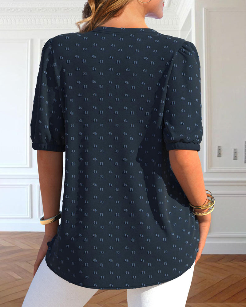 Louisa - Kurzärmlige Bluse mit Druckknöpfen