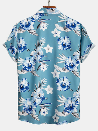 Shirt mit tropischem Blumenmuster und Knopfverschluss