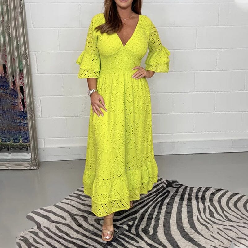 Tea - Midikleid mit Stickerei Anglaise