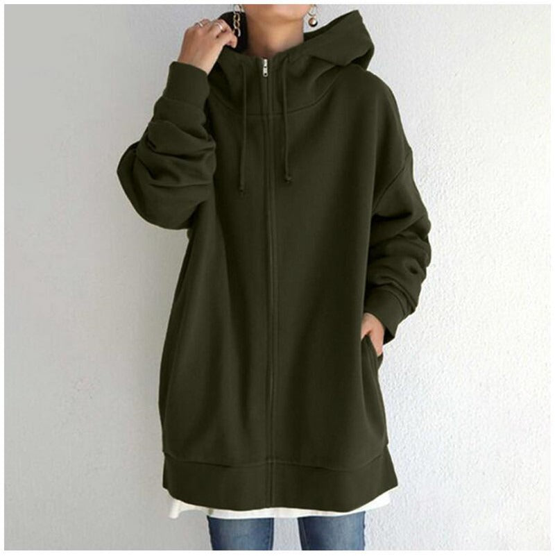 Kerenza - Kuscheliger Fleece-Pullover mit Kapuze und Reißverschluss