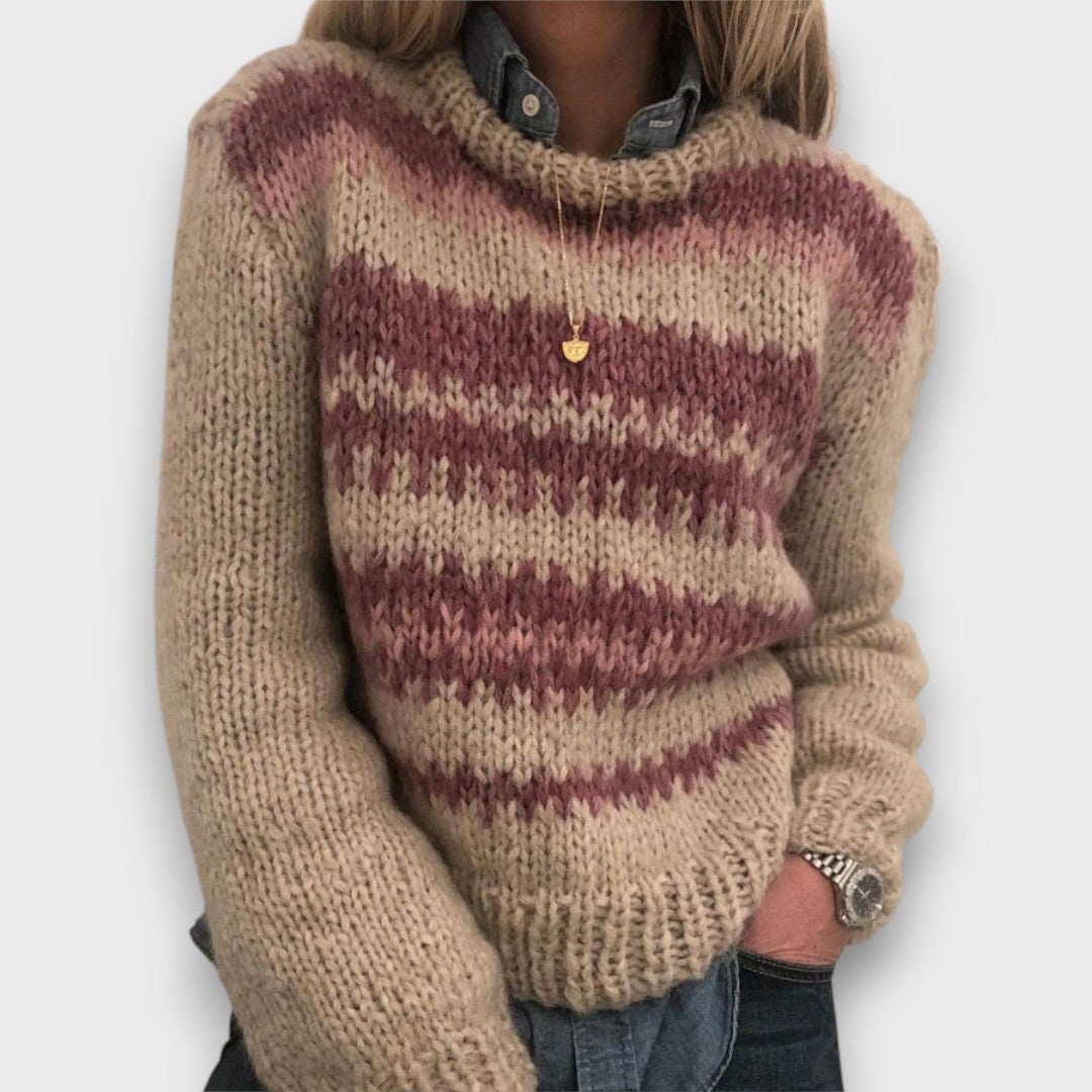 Marlene – Retro Pullover mit Kontrastmuster