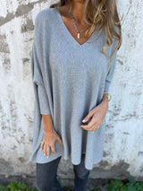 Annika | Damen Pullover mit Lockerer Passform und V-Ausschnitt in Grau