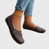 Petra | Damen Frühlings Perforierte Lässige Loafer in Kaffee