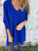 Annika | Damen Pullover mit Lockerer Passform und V-Ausschnitt in Marineblau