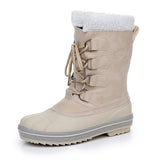 Wasserdichte Damen-Schneestiefel zum Schnüren - Cinthia in Beige