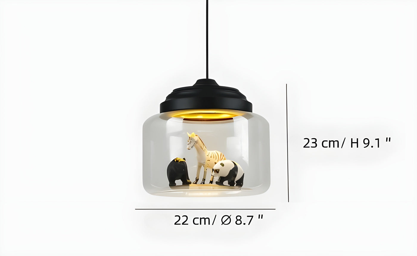 GlassyGleam Light - Moderne Zoo Glas Pendelleuchte