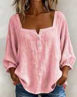 Leontien - Baumwollbluse Mit Quadratischem Ausschnitt Und Langen Ärmeln in Rosa