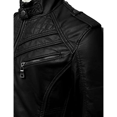 Schwarze Retro-Lederjacke