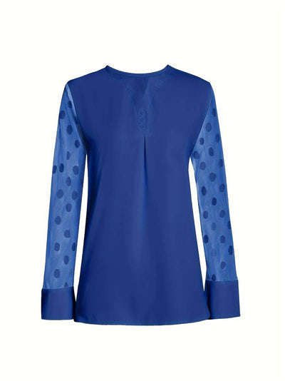Amalia - Strickbluse Damen V-Ausschnitt Knopfleiste