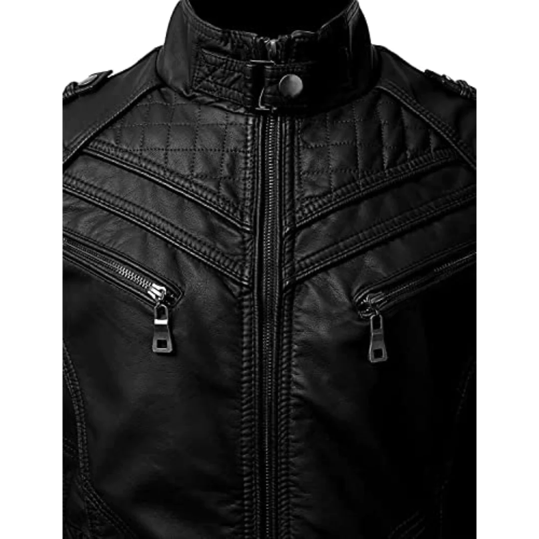 Schwarze Retro-Lederjacke