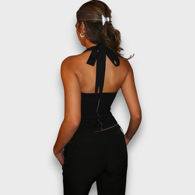 Leane – Corsagen-Top mit Neckholder und Spitzenkante