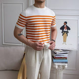 Gestreiftes Herren-T-Shirt im klassischen Stil - Mateo in Orange