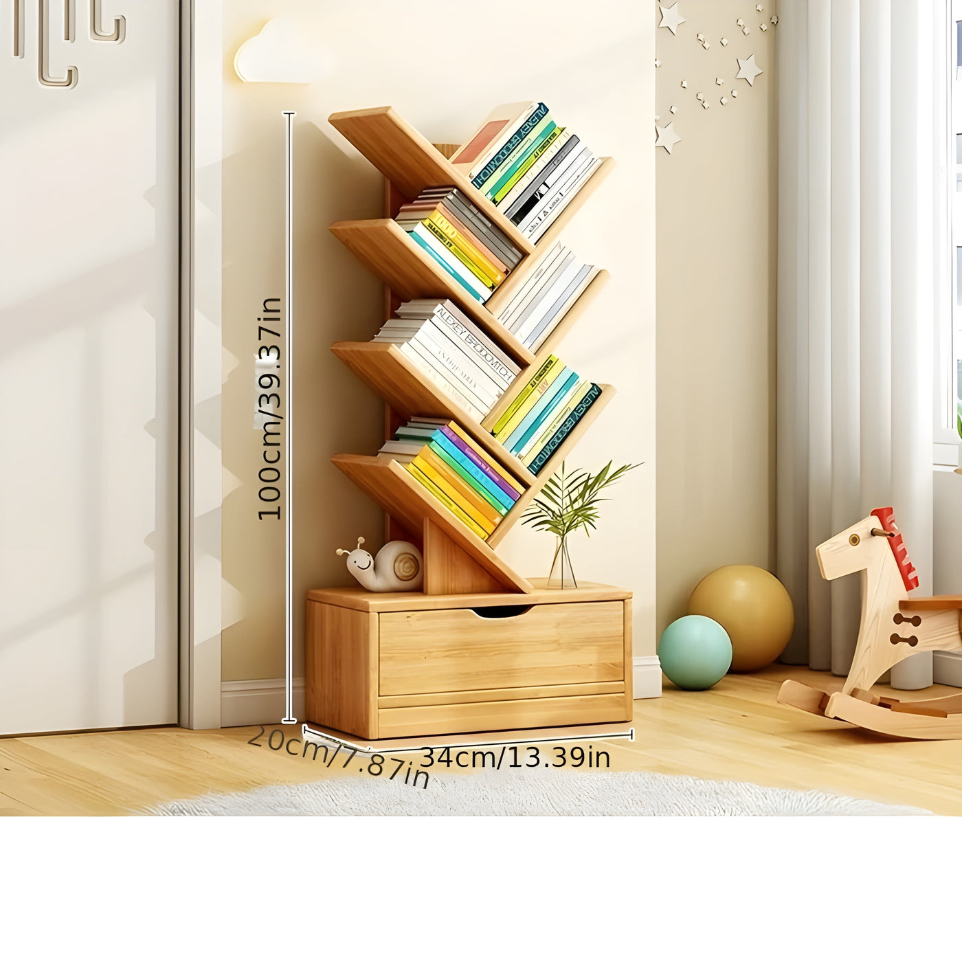 StorySpire Shelf - Vertikales Freistehendes Holz-Bücherregal