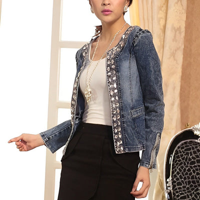 Celia - Strass-Pailletten-Jeansjacke