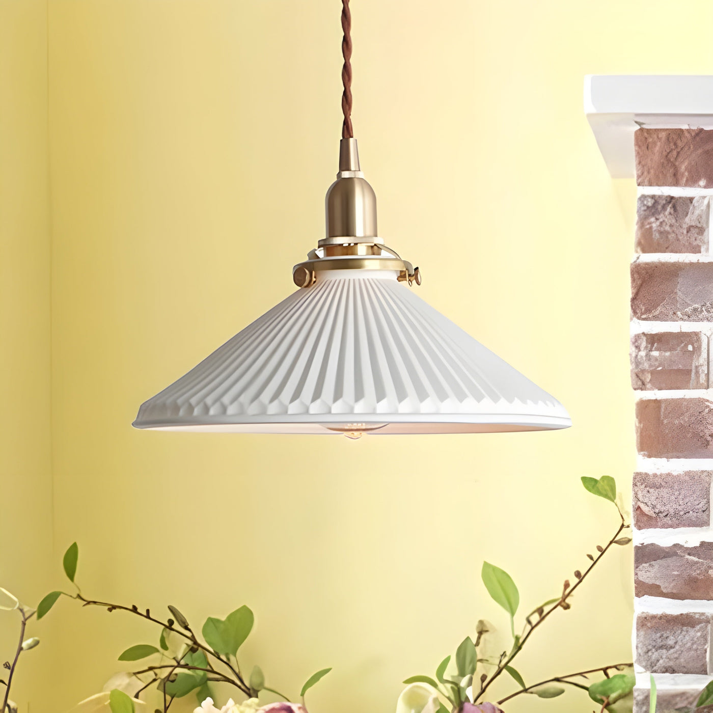 JapandiBeam Light - Japanischer Keramik-Pendelleuchte mit Rillenmuster