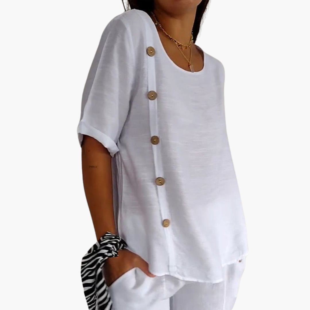 Heidi | Seitentaste Leinenbluse