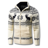 Lorenzo | Winter Herren Jacquard Pullover mit Reißverschluss und Stehkragen in Beige
