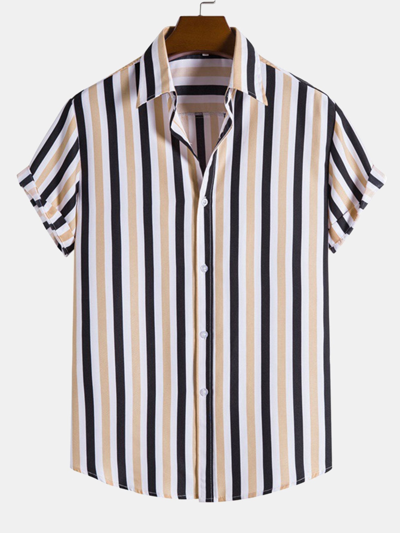 Herren-Knopfleistenhemd mit Streifendruck