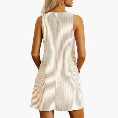 Natalie | Ärmelloses Gestreiftes Kleid mit Taschen