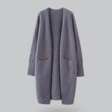 Daniela | Damen Warme Strickjacke mit offener Front in Dunkelgrau