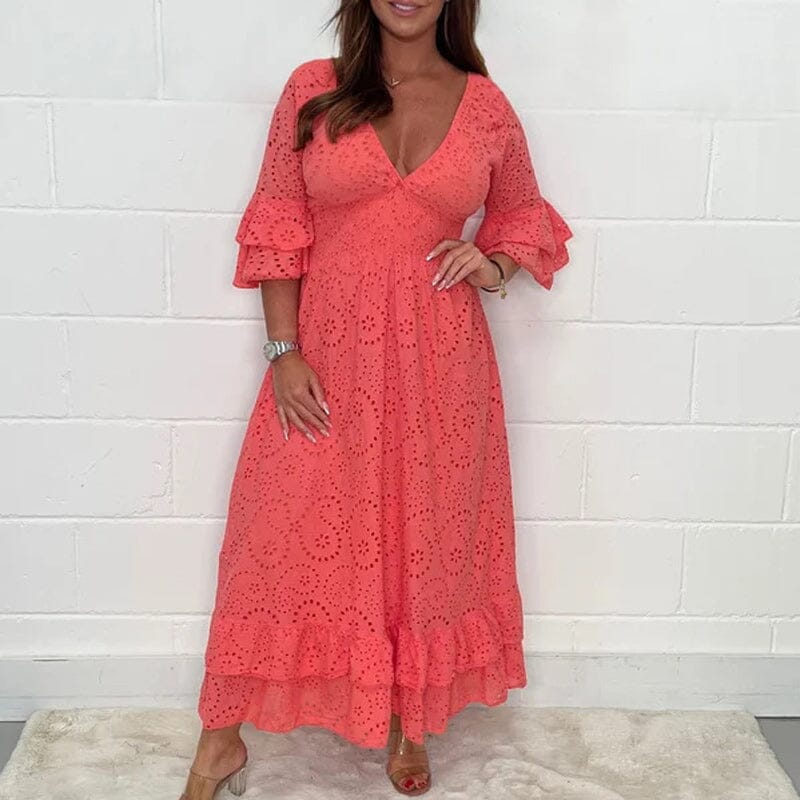 Tea - Midikleid mit Stickerei Anglaise