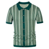 Atmungsaktive Herren Chevron Poloshirt mit Knopfleiste – Julian in Waldgrün