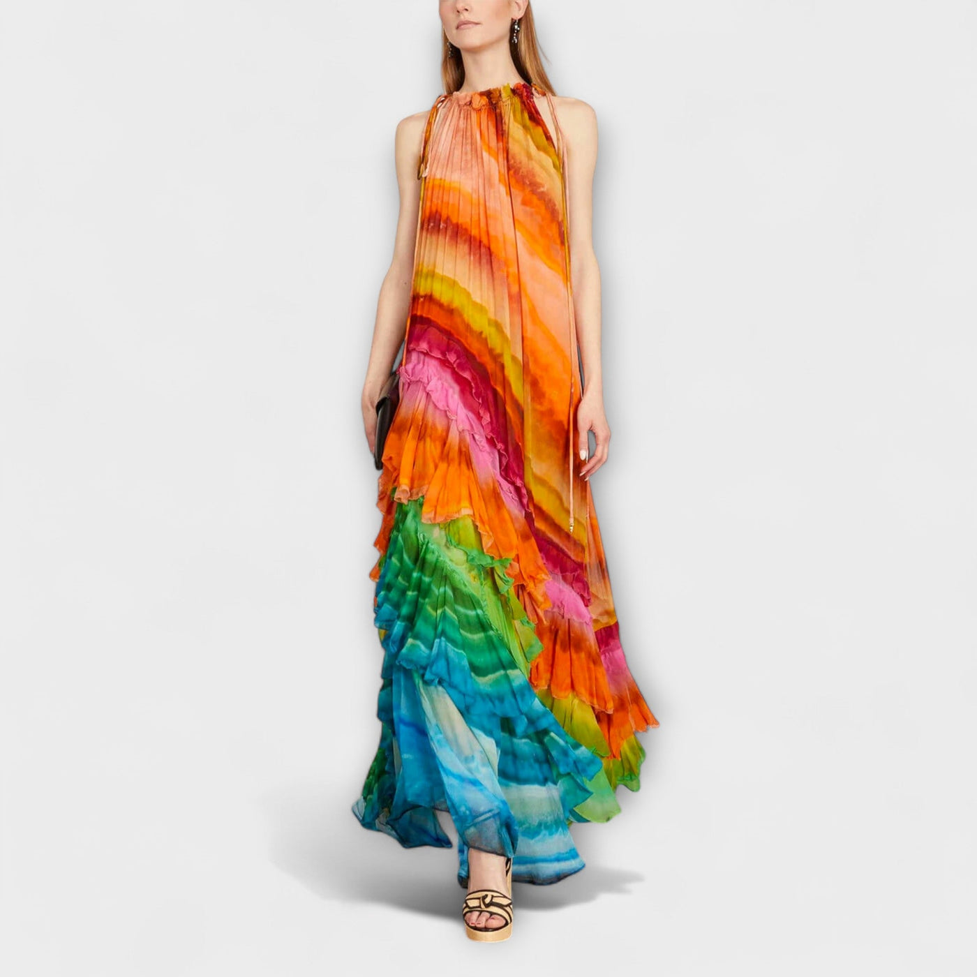 Iris Rüschendress" can be rewritten as "Iris Ruffled Dress.
