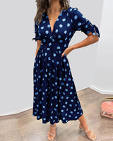 Monique | Damen Polka-Dots Kleid Elegant Feminin Klassisch in Dunkelblau (Fast ausverkauft)