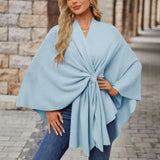 Veronika | Damen Oberteil im Cape-Stil mit Frontknoten in Himmelblau