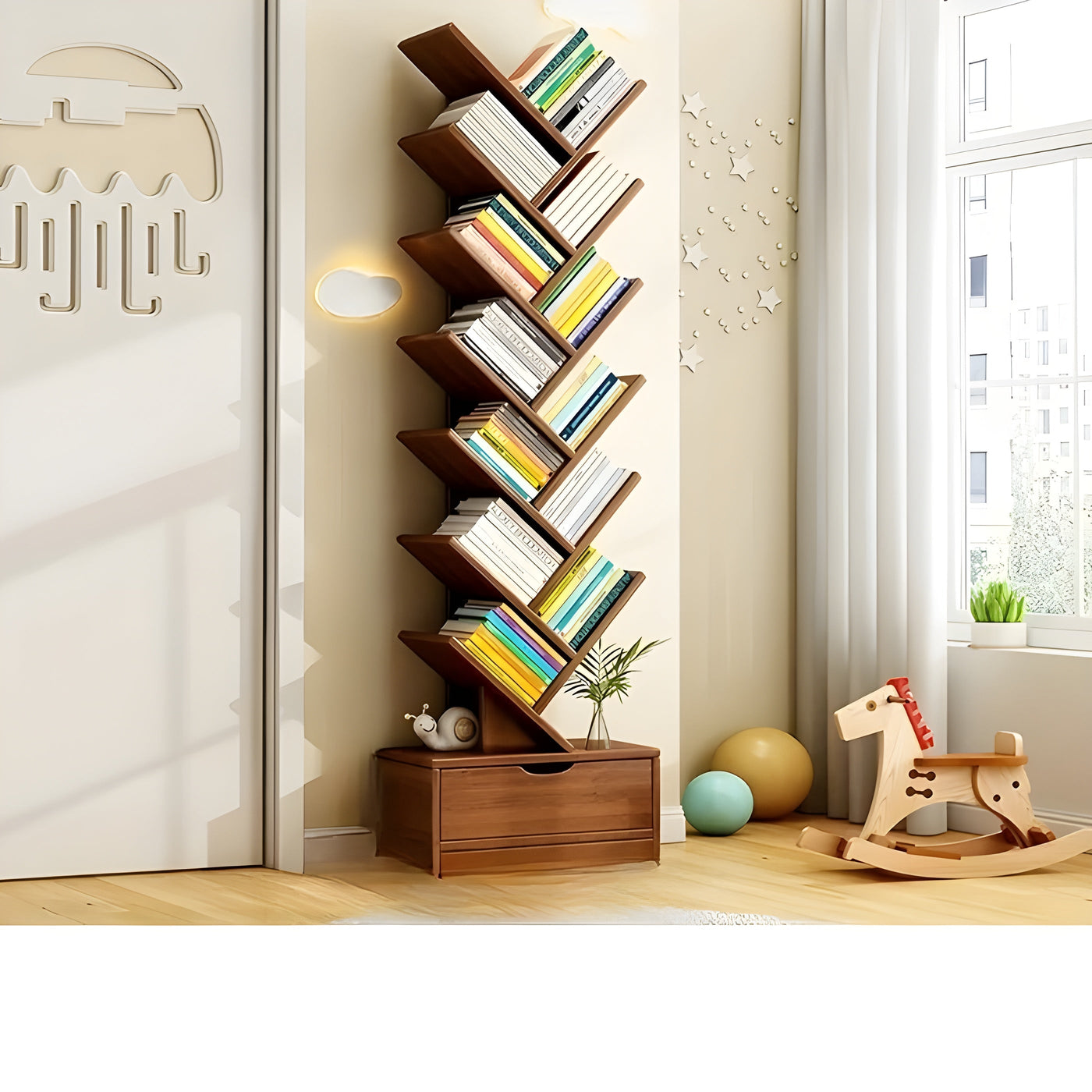 StorySpire Shelf - Vertikales Freistehendes Holz-Bücherregal
