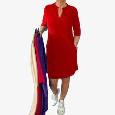 Helga | Schlichtes V-Ausschnitt Kleid