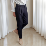Kristian - Elegante Plisseehose mit Schnalle für Herren in Schwarz