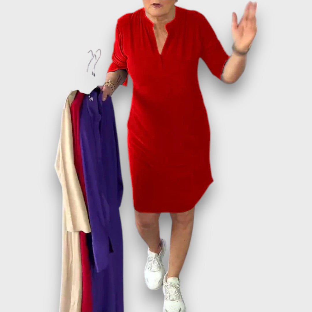 Mireysa – Kleid mit V-Ausschnitt und 3/4-Ärmeln