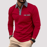 Aidan - Stilvolles Langarm-Poloshirt für Herren in Rot