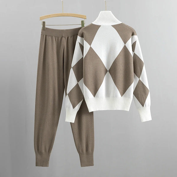 Jacquard-Strickpullover mit Diamanten