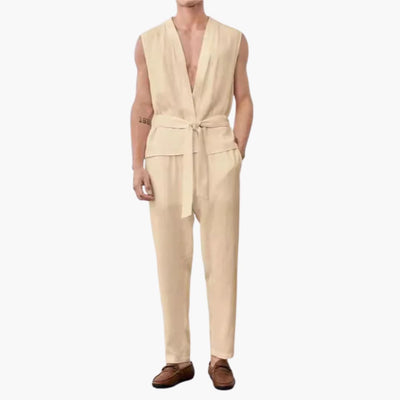 Herren Sommer Set mit ärmelligem Top und Gürtelhose