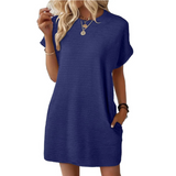 Elviaa – Elegantes Minikleid Mit Tasche in Marineblau