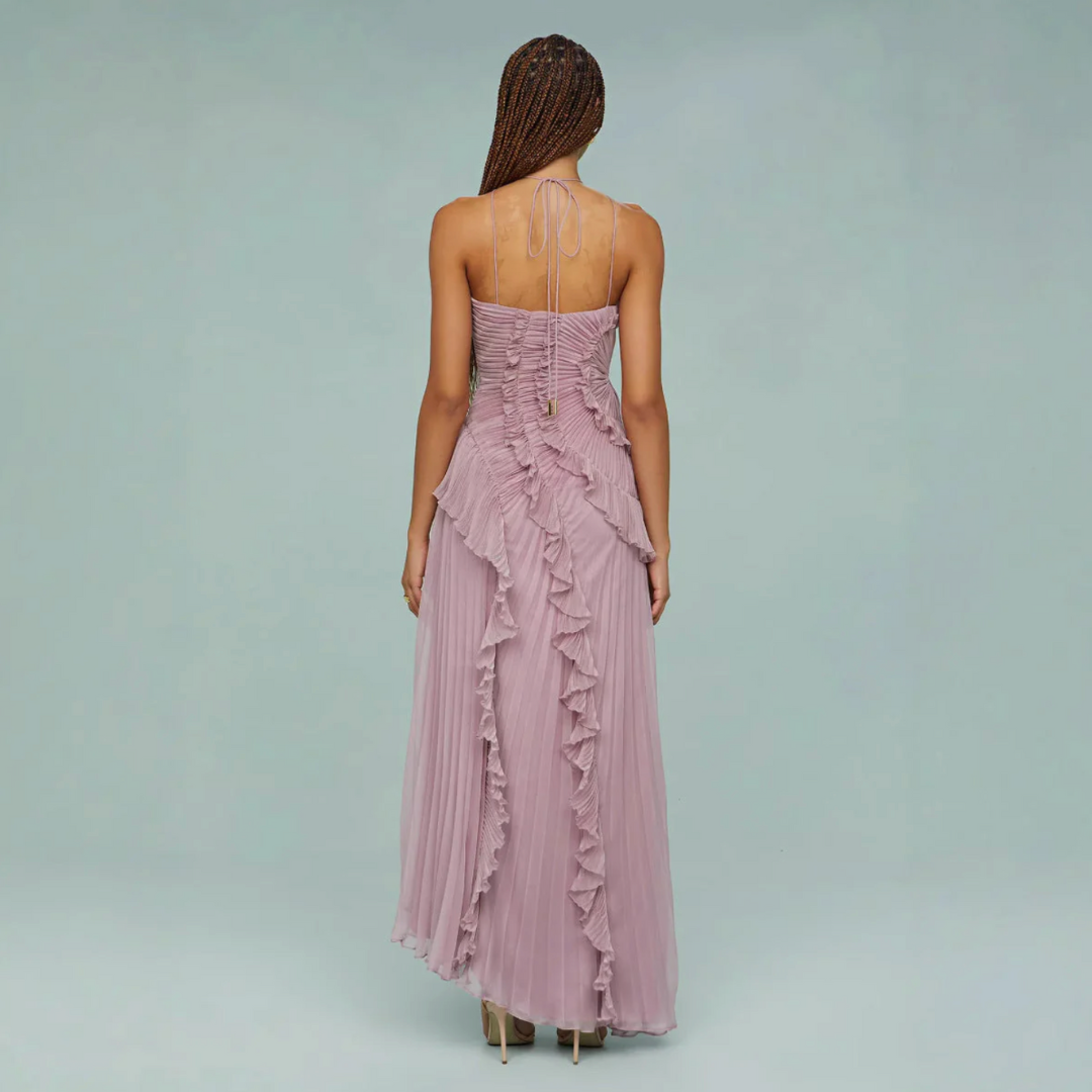 Fließendes Fliederkleid mit Schlitz