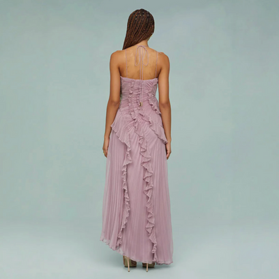 Fließendes Fliederkleid mit Schlitz