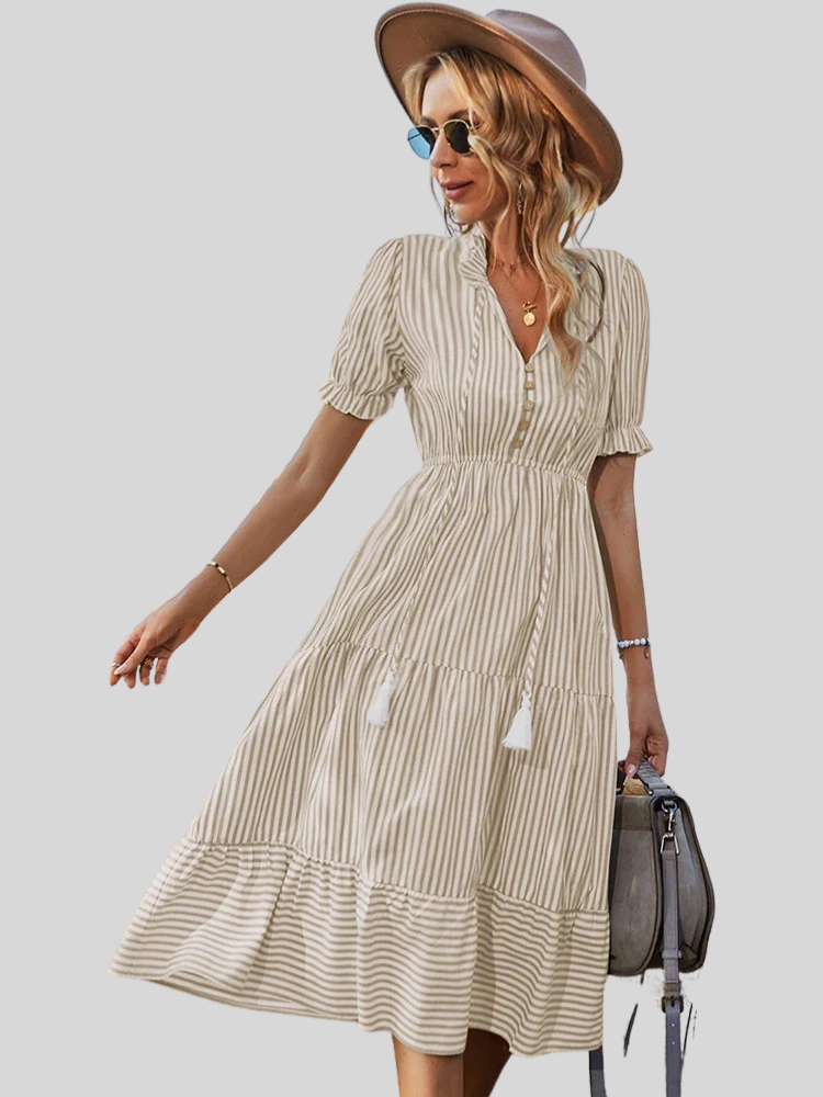 Isabella | Gestreiftes Midikleid