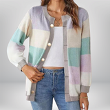 Nashawn | Gestreifte Strickjacke in Türkisblau