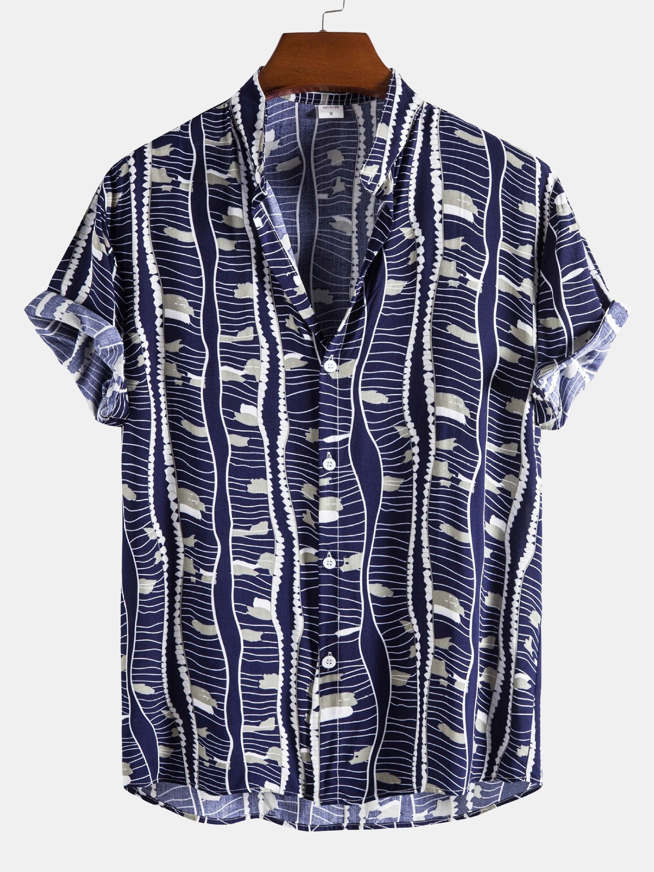 Shirt mit Wellenmuster und vertikalem Kragen