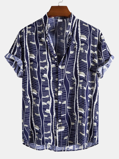 Shirt mit Wellenmuster und vertikalem Kragen