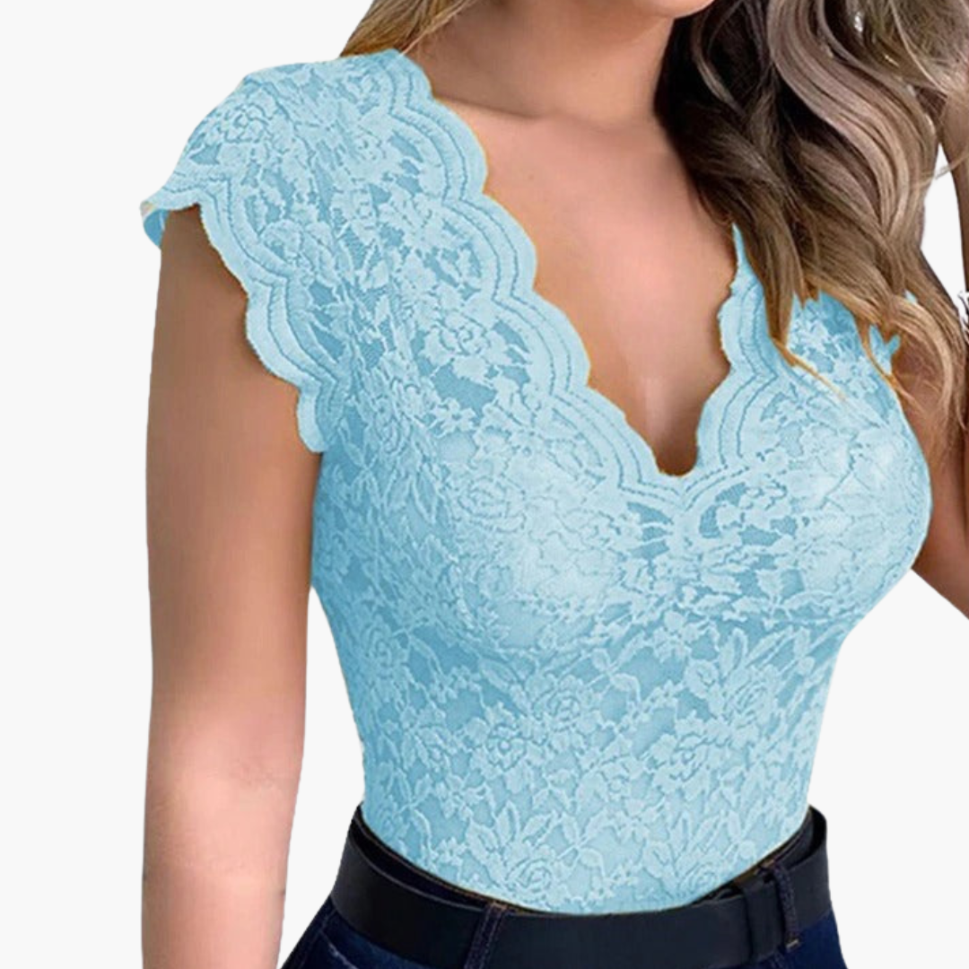 Lace Bodysuit für Damen – Sexy Blumenspitze Oberteil