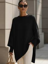 Annika | Damen Eleganter Oversized Pullover in Schwarz