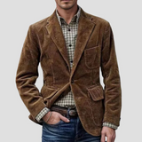 Herren Texturiert Cordjacke mit Taschen in Dunkelbraun