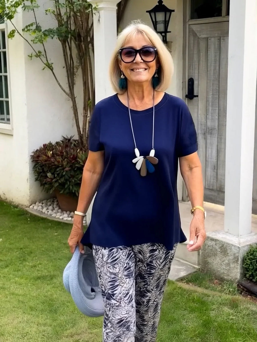 RENA - SET AUS BLUSE UND GEMUSTERTEN HOSE