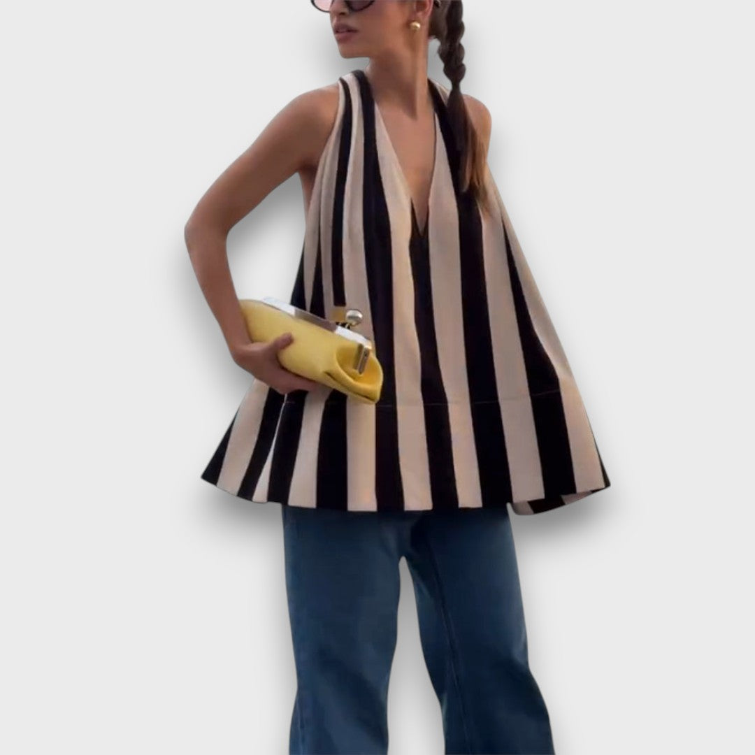 Camelia – Rückenfreies Top mit Streifendetail