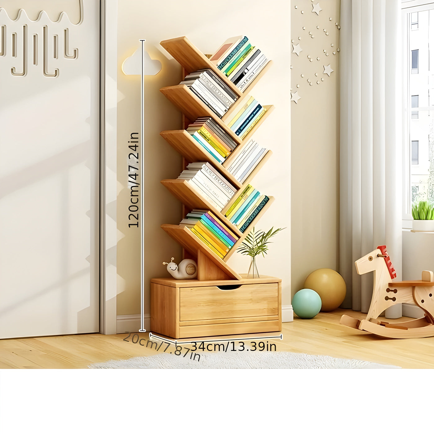 StorySpire Shelf - Vertikales Freistehendes Holz-Bücherregal